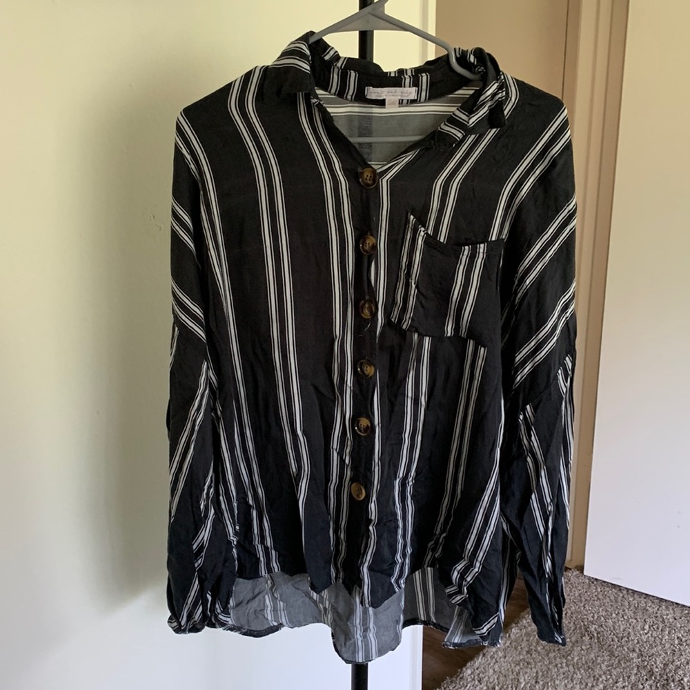 Blue and White Blouse